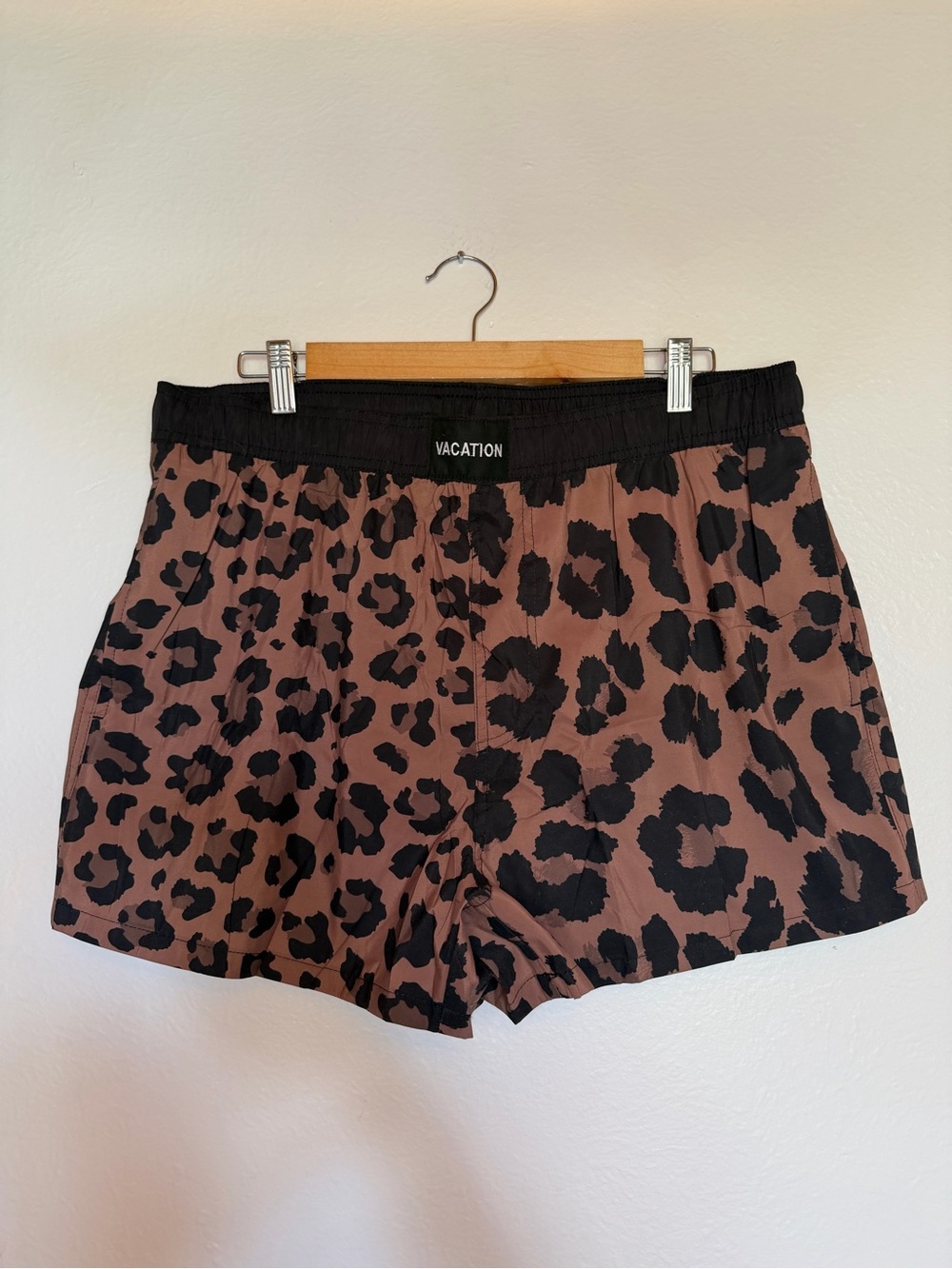Men’s Vacation Leopard Print Brown and Black Swim Trunks